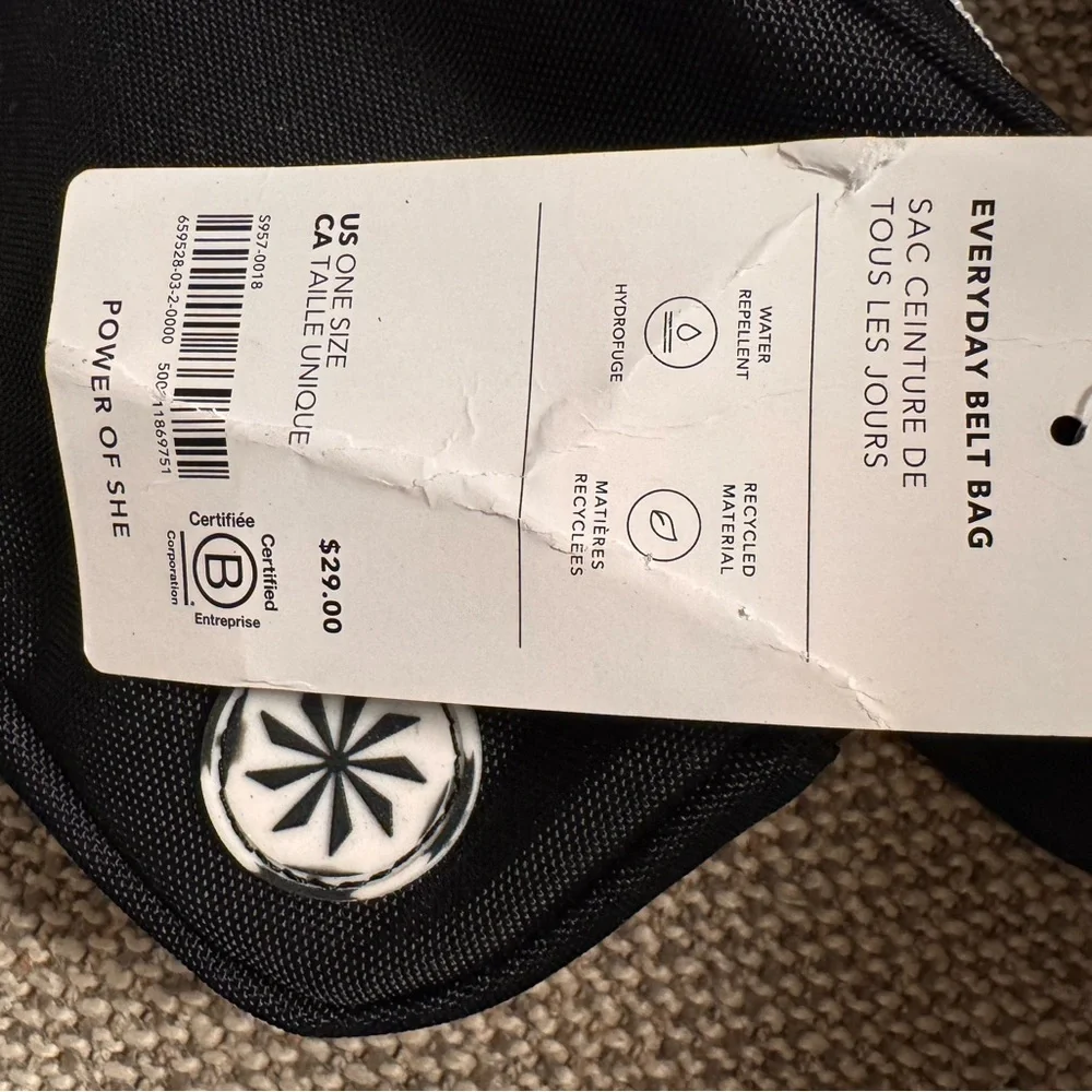 Athleta Black Crossbody or Belt Bag with white details